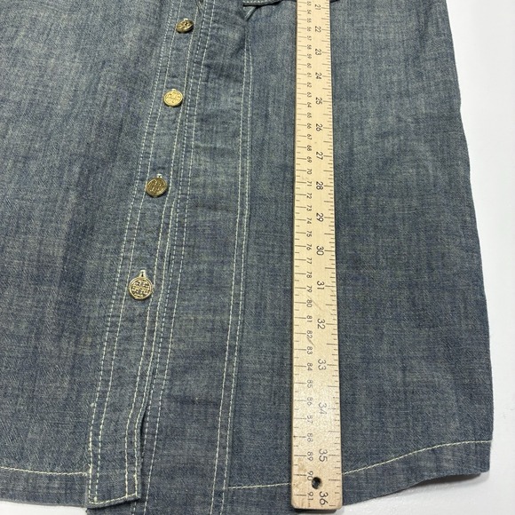 Tory Burch Women Brigette Denim Shirt Dress Gold Hardware Belted Casual 4 - Picture 6 of 16